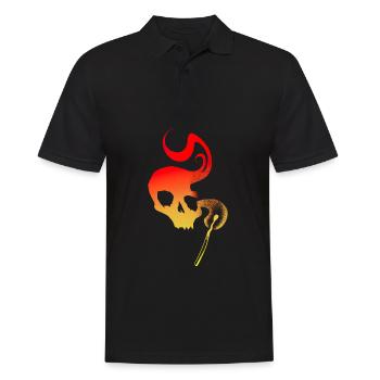Passende Silhouette Totenkopf - Männer Poloshirt - Schwarz - Vorne - Kai (181cm)