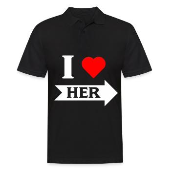 I love Her Pfeil rechts weiß - Männer Poloshirt - Schwarz - Vorne - Kai (181cm)