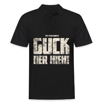 Guck Ner Hieh! Original Vogtländisch - Männer Poloshirt - Schwarz - Vorne - Kai (181cm)