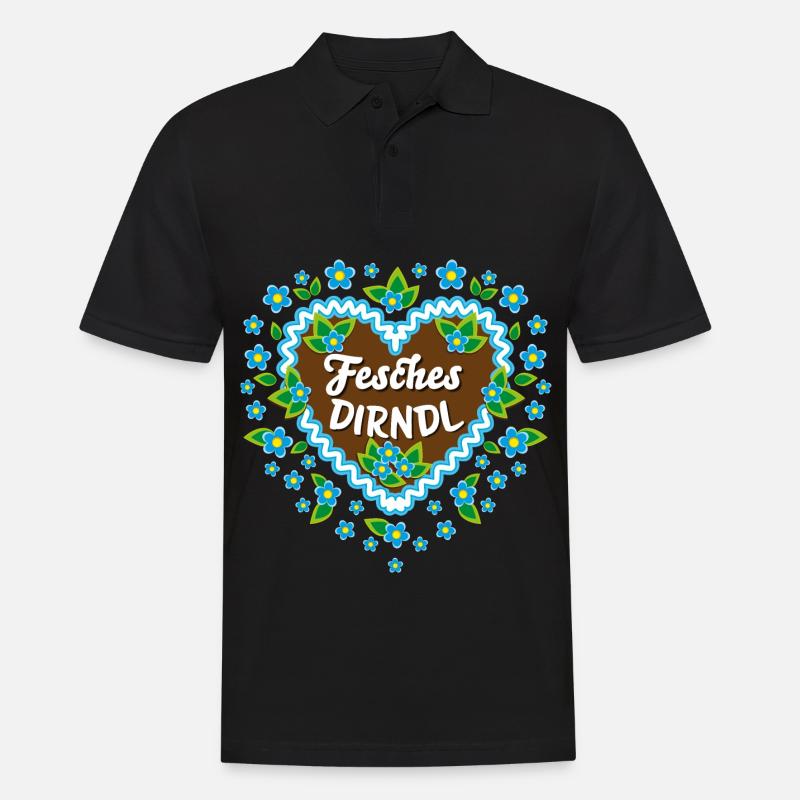 85 Lebkuchenherz Blumen Fesches Dirndl - Männer Poloshirt - Schwarz