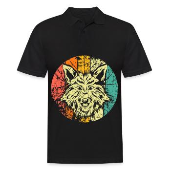 Fox head retro - Men's Polo Shirt - black - Front - Kai (181cm)