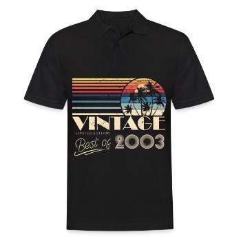 2003 Anniversaire Né En 2003 Rétro Millésime - Polo Homme - noir - Devant - Kai (181cm)