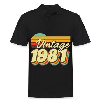1981 Birthday Born In 1981 Retro Vintage - Men's Polo Shirt - black - Front - Kai (181cm)