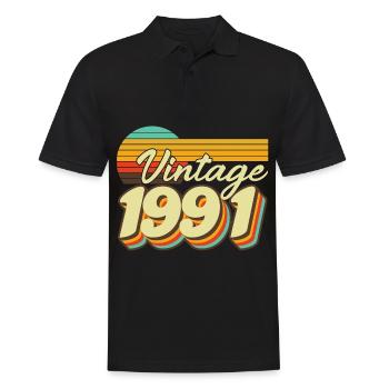 1991 Vintage Birthday Retro Vintage Gift - Men's Polo Shirt - black - Front - Kai (181cm)