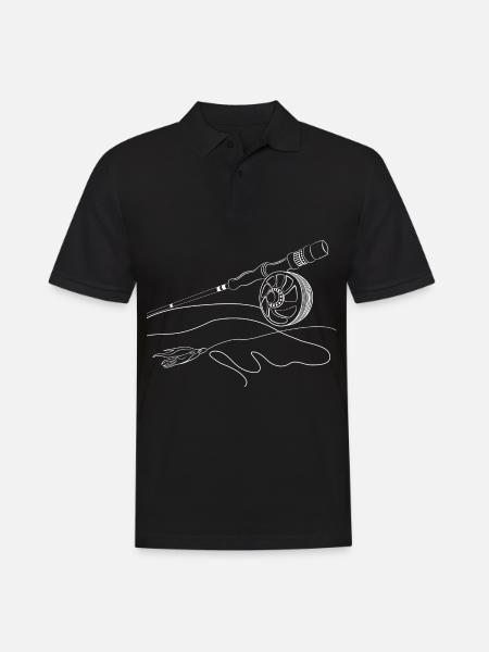 Eine Fliegenrute mit einer selbst gebundenen - Männer Poloshirt - Schwarz