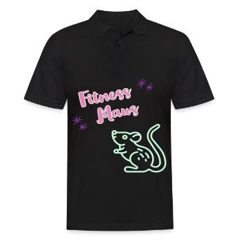 Lustiger Fitness Sport Spruch - Fitness Maus - Männer Poloshirt - Schwarz - Vorne - Kai (181cm)