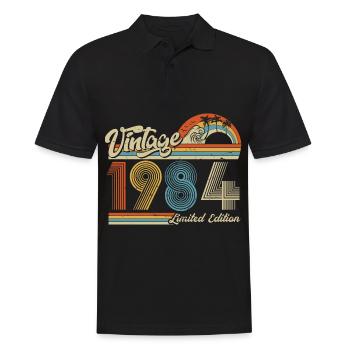 1984 Anniversaire né en 1984 Retro Vintage - Polo Homme - noir - Devant - Kai (181cm)