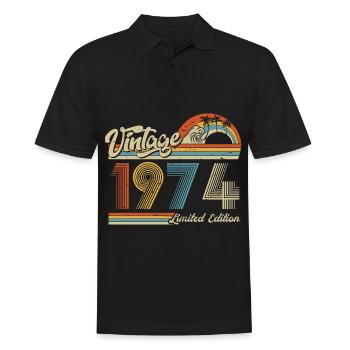 1974 Anniversaire né en 1974 Retro Vintage - Polo Homme - noir - Devant - Kai (181cm)