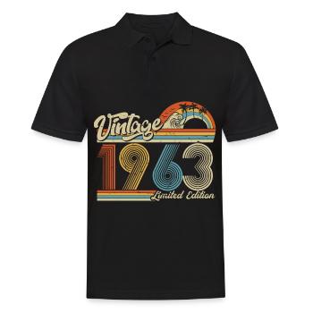 1963 Anniversaire né en 1963 Rétro Vintage - Polo Homme - noir - Devant - Kai (181cm)