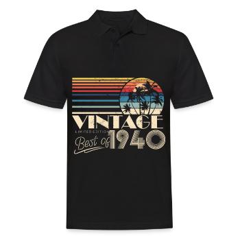 Anniversaire des années 1940 né dans les années 1940 rétro Vintage - Polo Homme - noir - Devant - Kai (181cm)