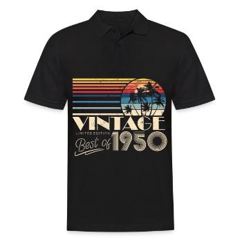 Anniversaire des années 1950 né dans les années 1950 rétro Vintage - Polo Homme - noir - Devant - Kai (181cm)