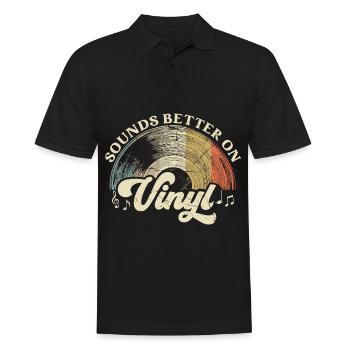 Schallplatte Vinyl Musik Plattenspieler retro - Männer Poloshirt - Schwarz - Vorne - Kai (181cm)