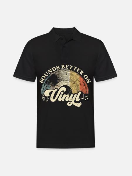 vinyl vinyl musik pladespiller retro - Herre poloshirt - sort