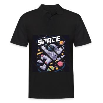 Rétro L’astronaute de l’espace Planètes spatiales - Polo Homme - noir - Devant - Kai (181cm)