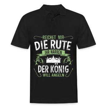 Reichet mir die Rute der König will angeln - Männer Poloshirt - Schwarz - Vorne - Kai (181cm)