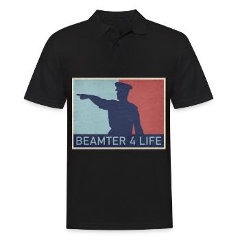 Beamter auf Lebenszeit - Männer Poloshirt - Schwarz - Vorne - Kai (181cm)