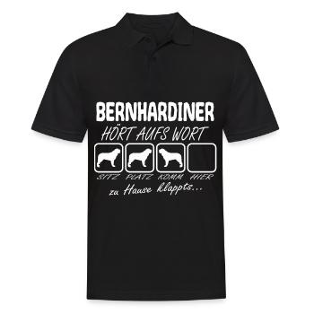 Lustig Bernhardiner hört aufs Wort Spruch - Männer Poloshirt - Schwarz - Vorne - Kai (181cm)