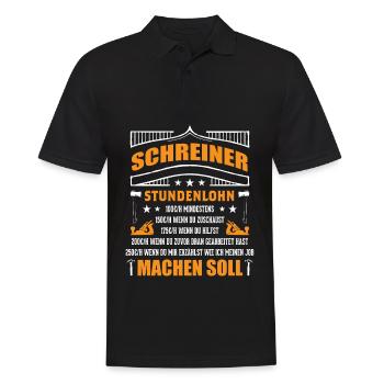 Schreiner Stundenlohn - Männer Poloshirt - Schwarz - Vorne - Kai (181cm)