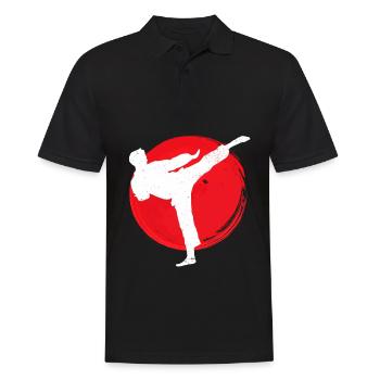 Karaté karaté coup de pied symbole - Polo Homme - noir - Devant - Kai (181cm)