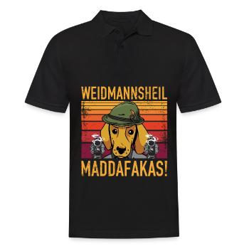 Weidmannsheil Maddafakas! Dackel Jäger Vintage fun - Männer Poloshirt - Schwarz - Vorne - Kai (181cm)