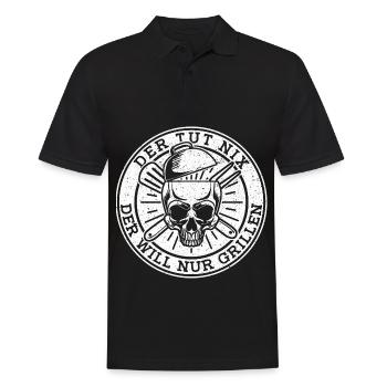 Grillen Grillmeister BBQ - Männer Poloshirt - Schwarz - Vorne - Kai (181cm)