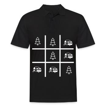 Tic Tac Spiel - Camping - (2) - Männer Poloshirt - Schwarz - Vorne - Kai (181cm)