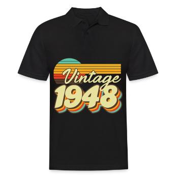 1948 Vintage Vintage anniversaire rétro cadeau - Polo Homme - noir - Devant - Kai (181cm)