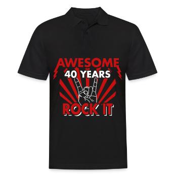 40e anniversaire 40 ans cadeau HEAVY METAL - Polo Homme - noir - Devant - Kai (181cm)