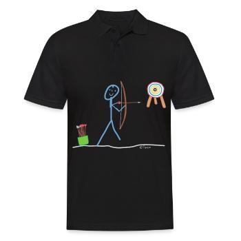 Bogenschießen Strichmännchen Pfeil Ziel Meister - Männer Poloshirt - Schwarz - Vorne - Kai (181cm)