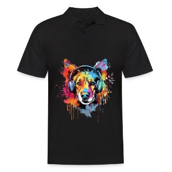 Chien avec musique casque - Polo Homme - noir - Devant - Kai (181cm)