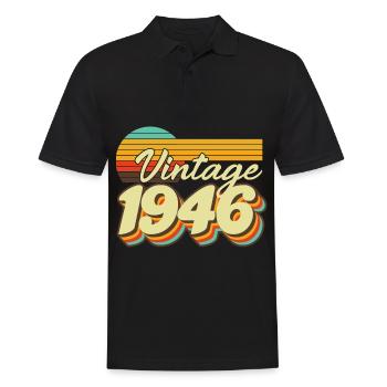 1946 Geburtstag geboren im Jahr 1946 Retro Vintage - Männer Poloshirt - Schwarz - Vorne - Kai (181cm)