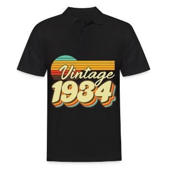 1934 Jahrgang geboren Geburtstag Mann Frau retro - Männer Poloshirt - Schwarz - Vorne - Kai (181cm)