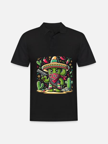 Cactus Bandido - Men's Polo Shirt - black