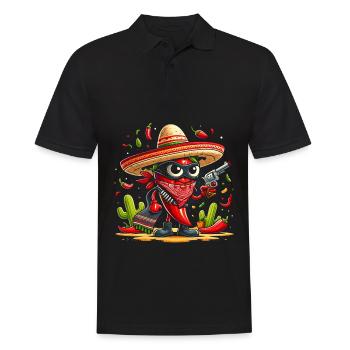 Chili Bandido - Männer Poloshirt - Schwarz - Vorne - Kai (181cm)