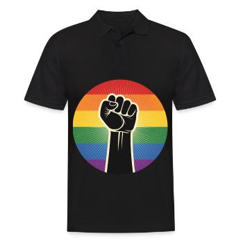 Poing des droits LGBTQ - Polo Homme - noir - Devant - Kai (181cm)