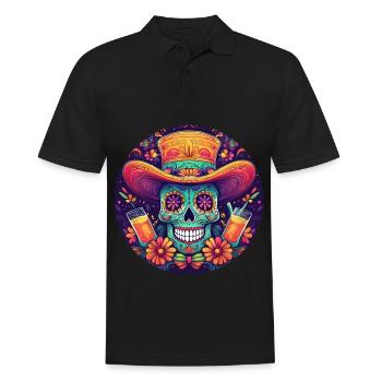 5 de Mayo Party Drinko de Mayo Sugar Skull Drink - Men's Polo Shirt - black - Front - Kai (181cm)