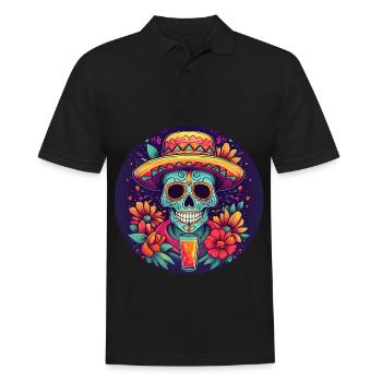 5 de Mayo Party Drinko de Mayo Sugar Skull Drink - Men's Polo Shirt - black - Front - Kai (181cm)