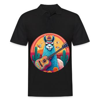 5 de Mayo Party Drinko de Mayo Lama and Guitar - Men's Polo Shirt - black - Front - Kai (181cm)