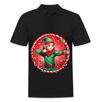 Tir à l’arc des elfes de Noël - Polo Homme - noir - Devant - Kai (181cm)