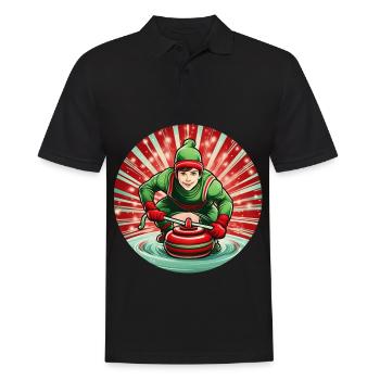 Weihnachtself Curling - Männer Poloshirt - Schwarz - Vorne - Kai (181cm)