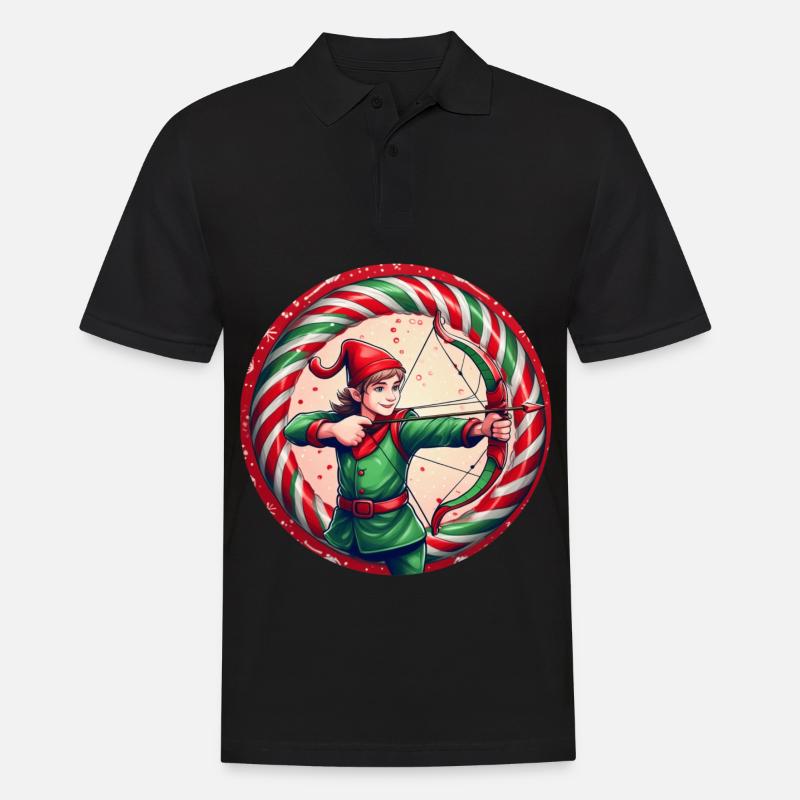 Weihnachtself Bogenschießen - Männer Poloshirt - Schwarz
