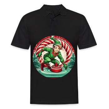 Weihnachtself Curling - Männer Poloshirt - Schwarz - Vorne - Kai (181cm)