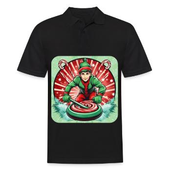 Weihnachtself Curling - Männer Poloshirt - Schwarz - Vorne - Kai (181cm)