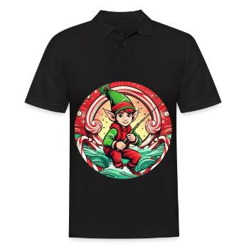 Weihnachtself Angeln - Männer Poloshirt - Schwarz - Vorne - Kai (181cm)
