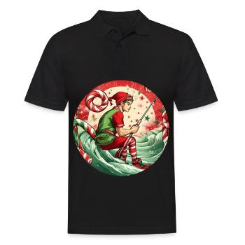 Weihnachtself Angeln - Männer Poloshirt - Schwarz - Vorne - Kai (181cm)