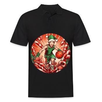 Basket-ball elfe de Noël - Polo Homme - noir - Devant - Kai (181cm)