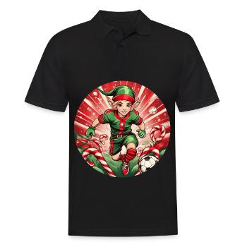 Noël elfe football football - Polo Homme - noir - Devant - Kai (181cm)