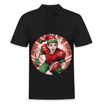 Elfe de Noël Football Américain - Polo Homme - noir - Devant - Kai (181cm)