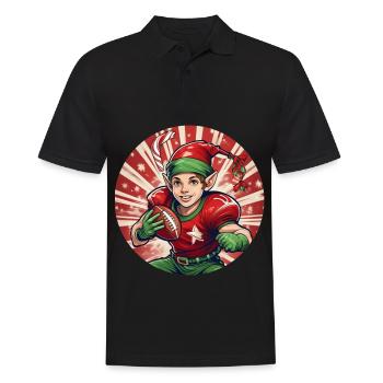 Elfe de Noël Football Américain - Polo Homme - noir - Devant - Kai (181cm)