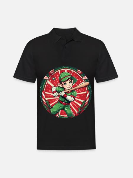 Christmas Elf Baseball - Men's Polo Shirt - black